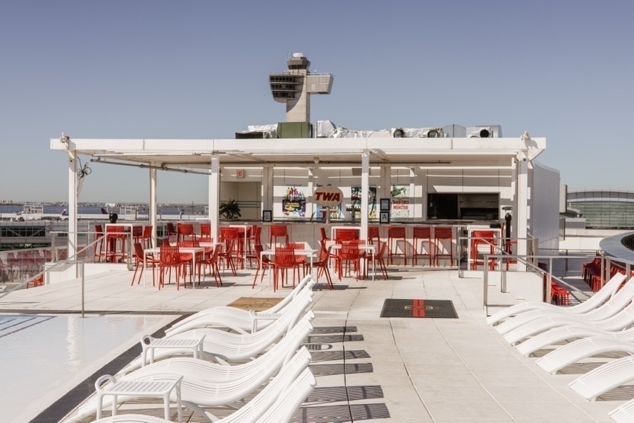Rooftop pool at the TWA Hotel at JFK Airport