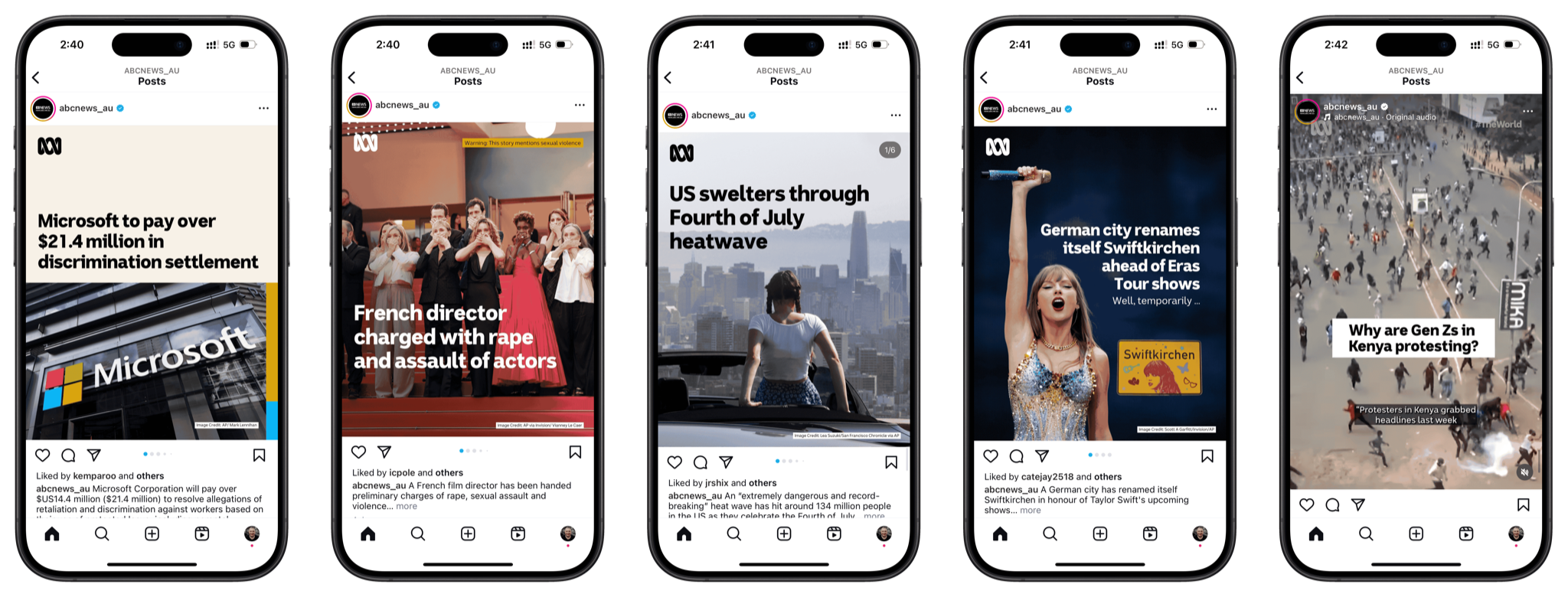 Screenshots from the ABC News Instagram Account from July 2024